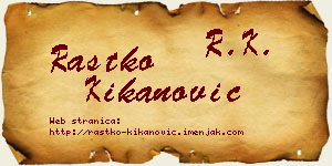 Rastko Kikanović vizit kartica